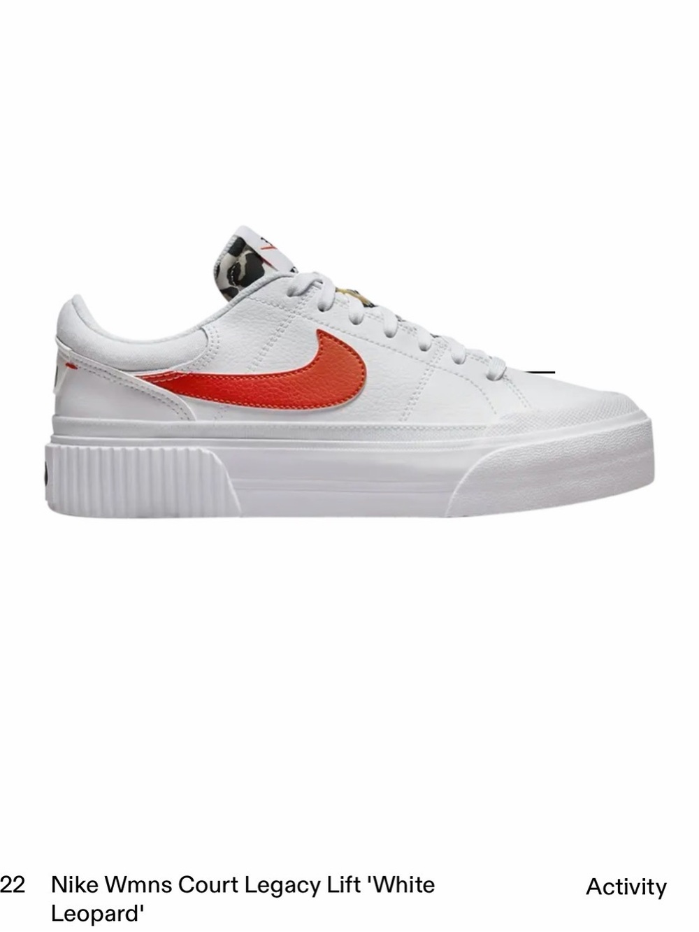 Nike Women's Court Legacy Lift Sneakers - White with Orange Swoosh